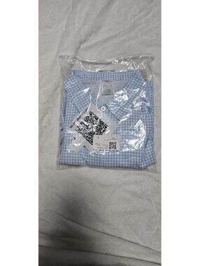 Light Blue Checkered Short Sleeve Shirt - Size 5X